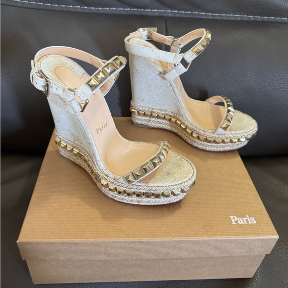 Christian Louboutin Cataclou 140 embellished cork wedge sandals, 39 - Picture 8 of 11